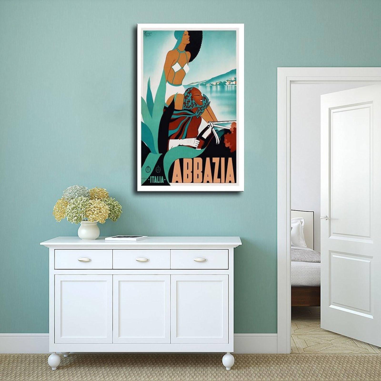 Amazon.com: BMtyDG Abbazia Italia Vintage Travel Poster Canvas
